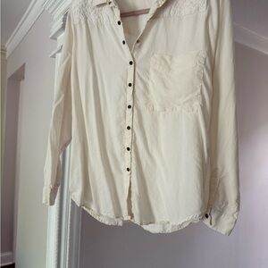 Zara Cream long Sleeve Button Down Shirt